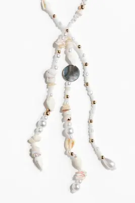 Collier avec perles fantaisie - Blanc/doré — photo 2
