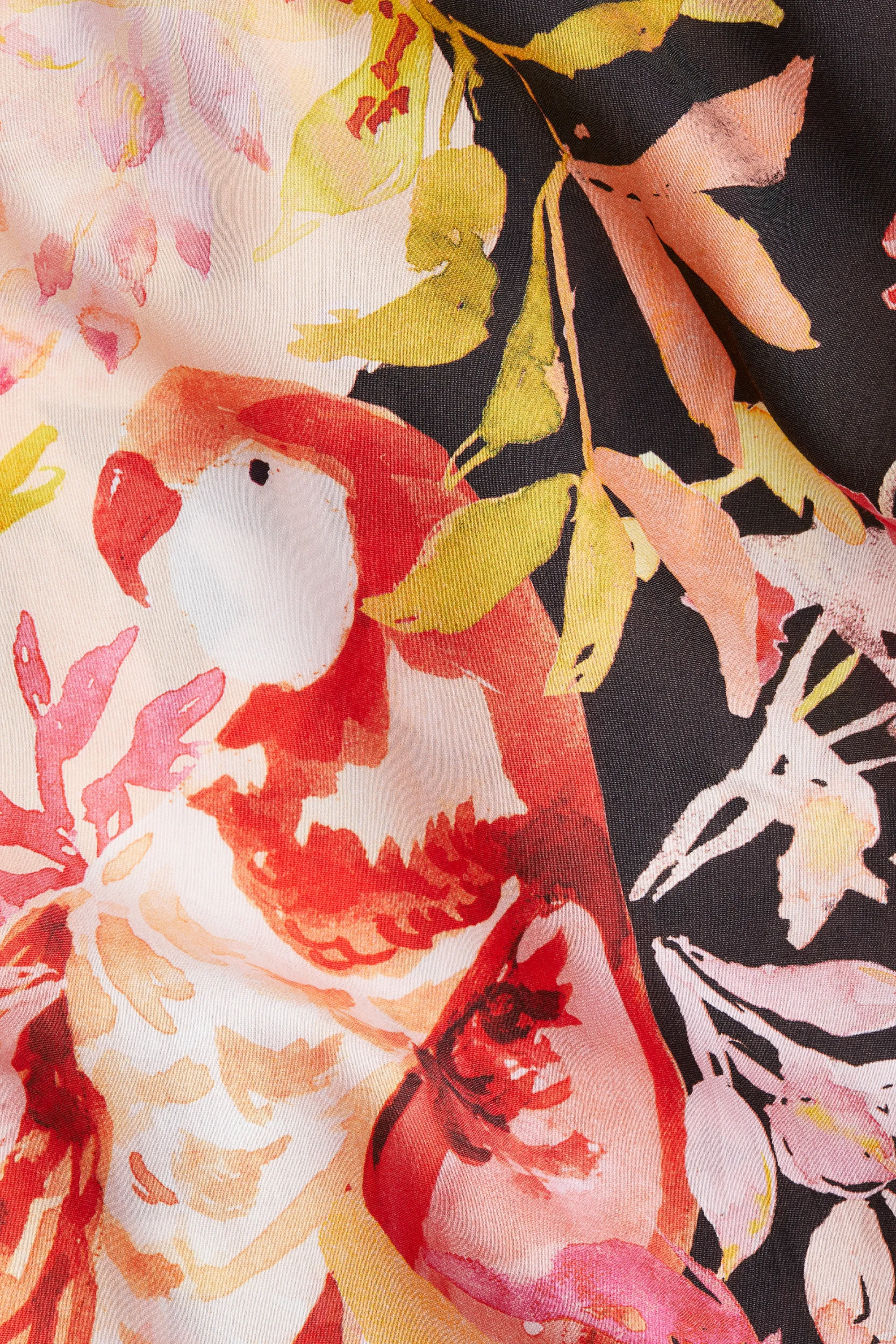 Robe volantée à bretelles fines - Rose clair/fleuri