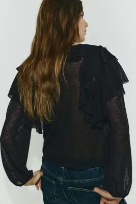 Top volanté - Marron foncé — photo 2
