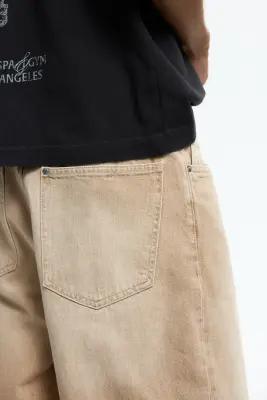 Short Baggy en denim - Beige — photo 2