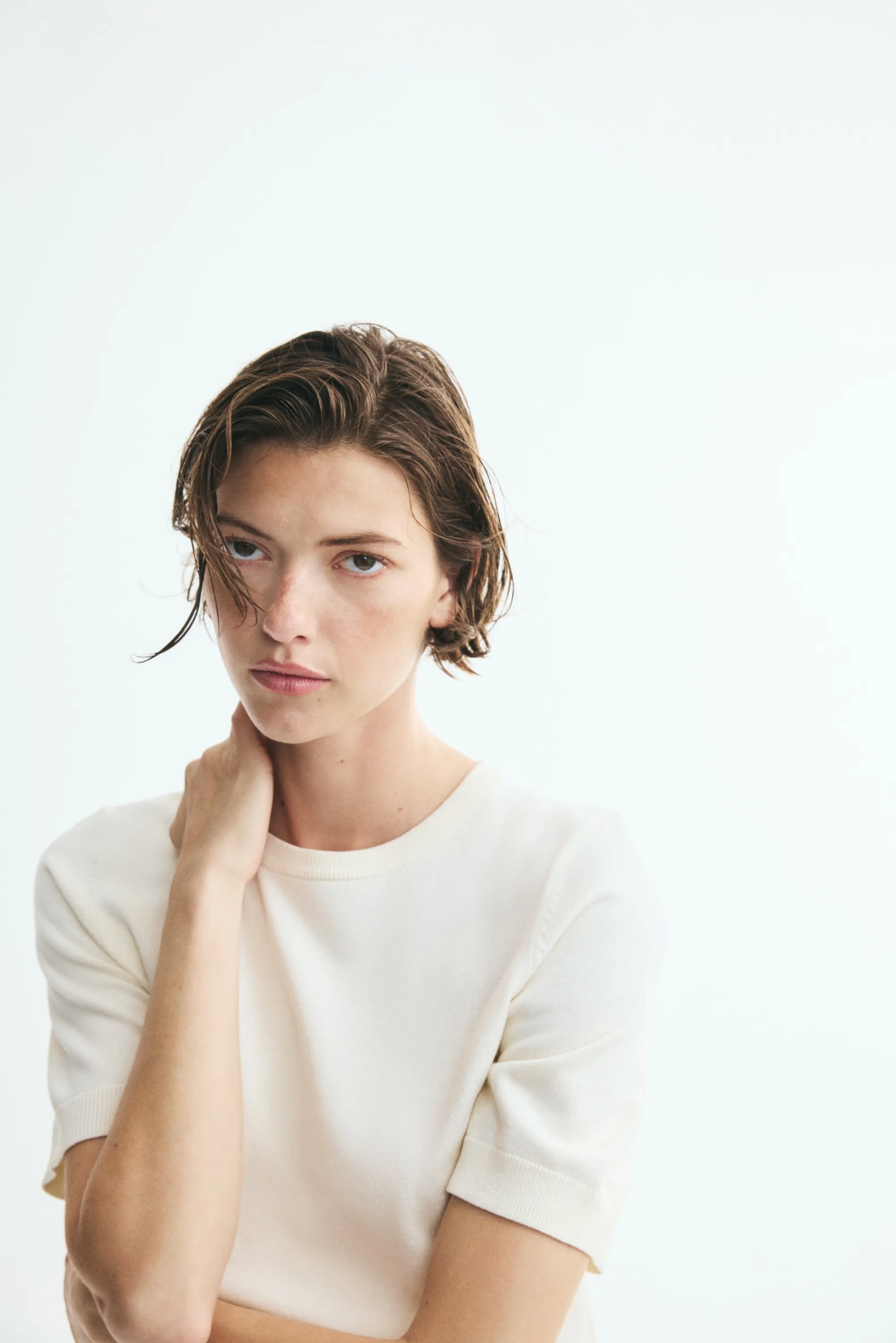 Top en maille fine - Crème