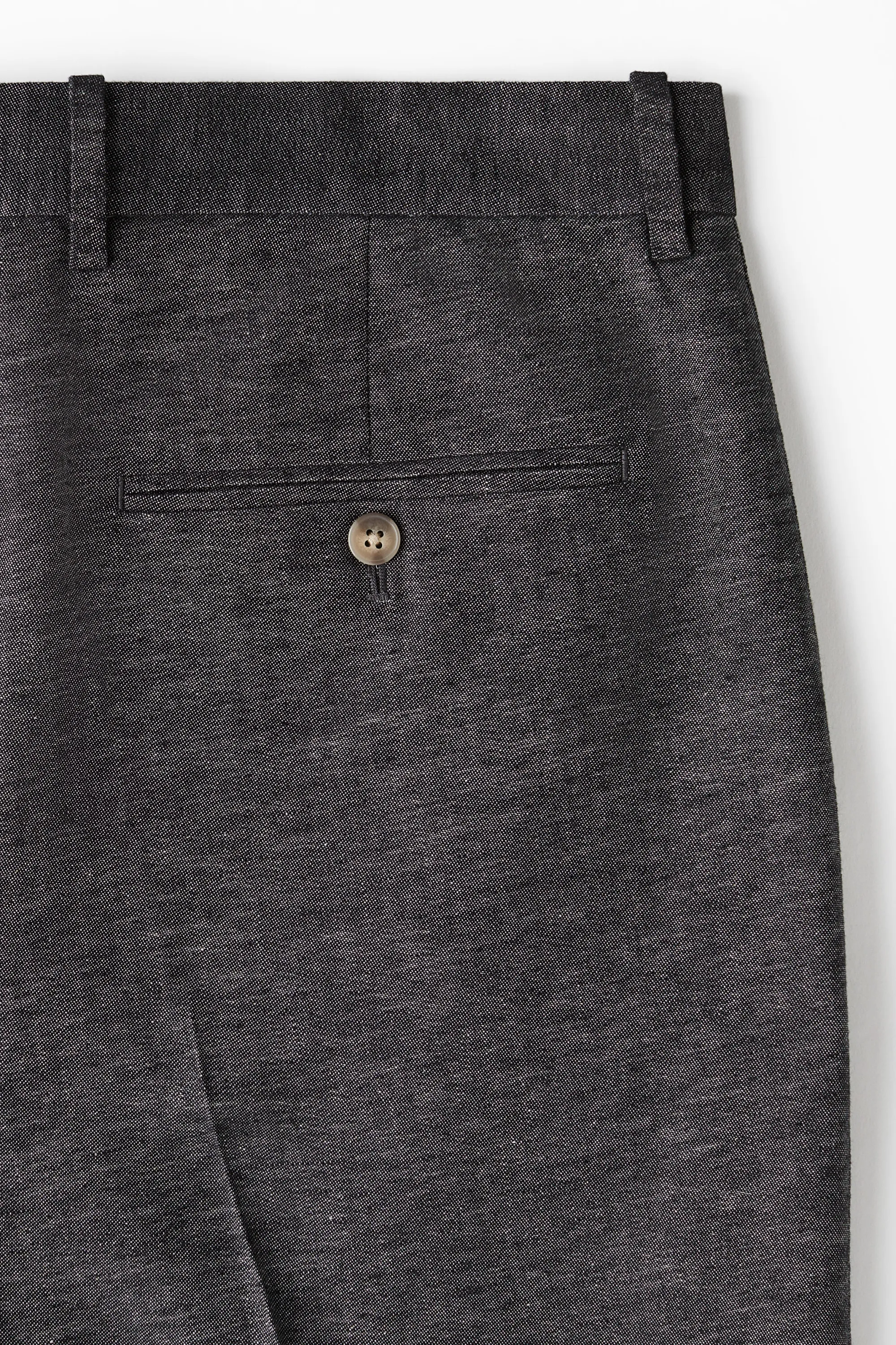 Pantalon chic Regular Fit en lin mélangé - Gris foncé