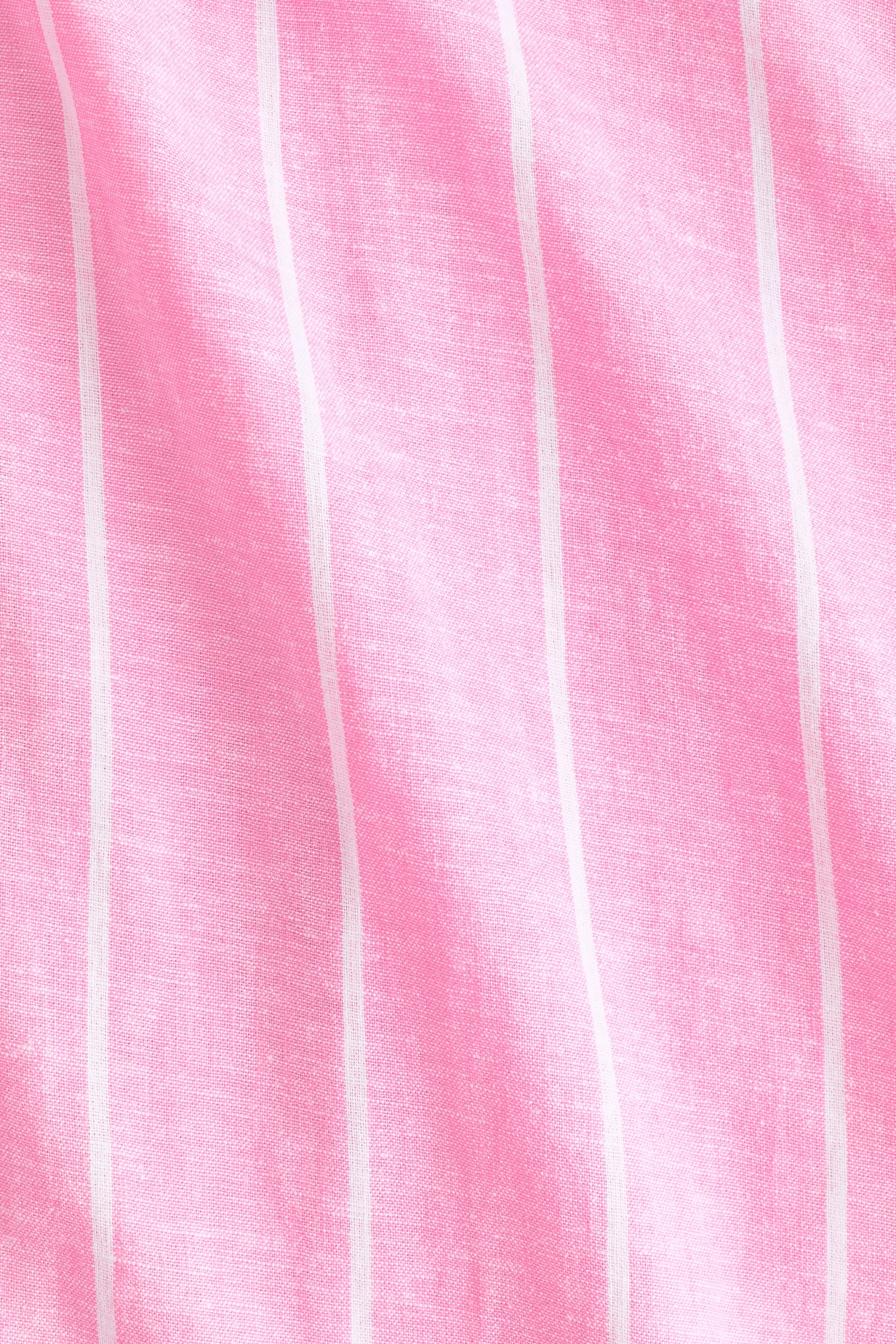 Chemise oversize en lin mélangé - Rose/rayé