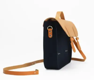 Porte-documents en toile et cuir - Marine — photo 4