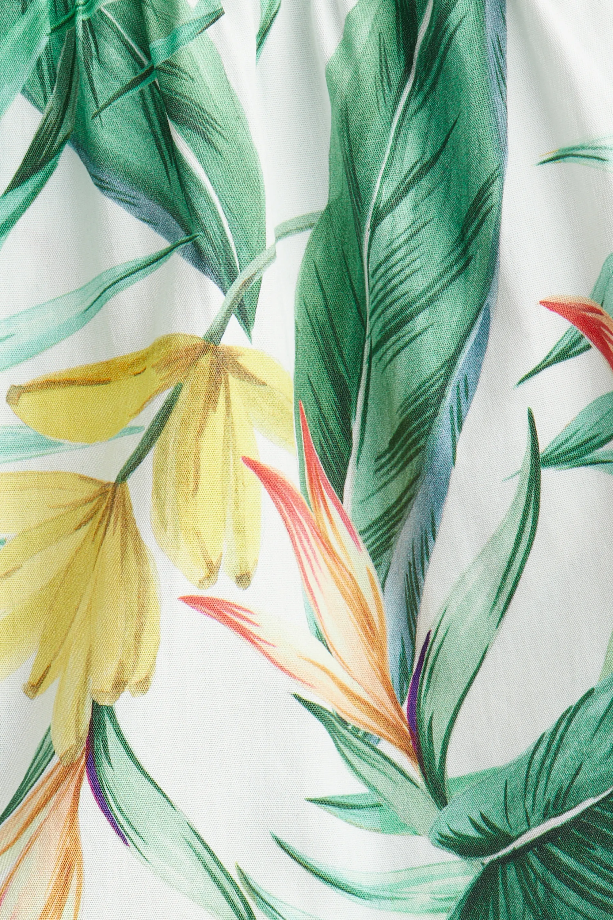 Robe en popeline avec jupe à étages - Blanc/fleuri