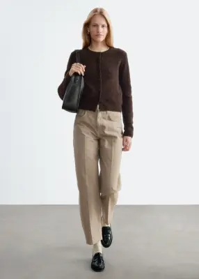 Cardigan en alpaga mélangé - Marron foncé — photo 3