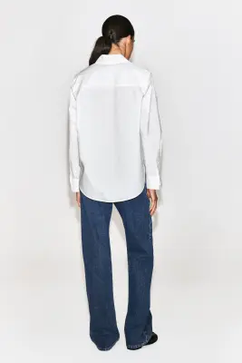 CHEMISE CLASSIQUE EN POPELINE DE COTON - BLANC — photo 4
