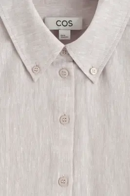 CHEMISE EN LIN À COL BOUTONNÉ - ROSE CLAIR — photo 2