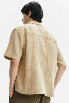 Chemise Relaxed Fit en mousseline - Jaune ancien — photo 2