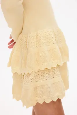Robe avec jupe à étages - Jaune clair — photo 2