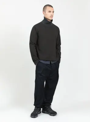 Ribbed High Neck Sweatshirt in Olive Technical Knit
