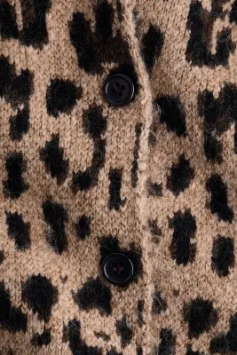 Gilet avec col - Beige/imprimé léopard — photo 5