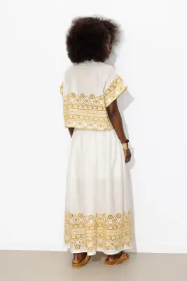 Jupe jupon midi brodée Femme — photo 4