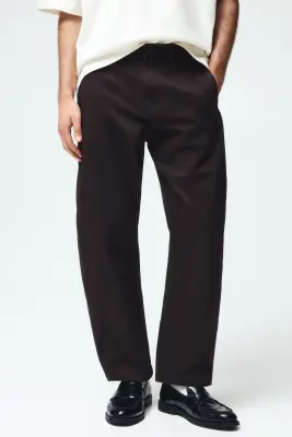 Chino Relaxed Fit à jambes barrel - Marron foncé — photo 1