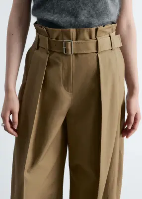 Pantalon plissé à taille haute froncée - Beige — photo 2