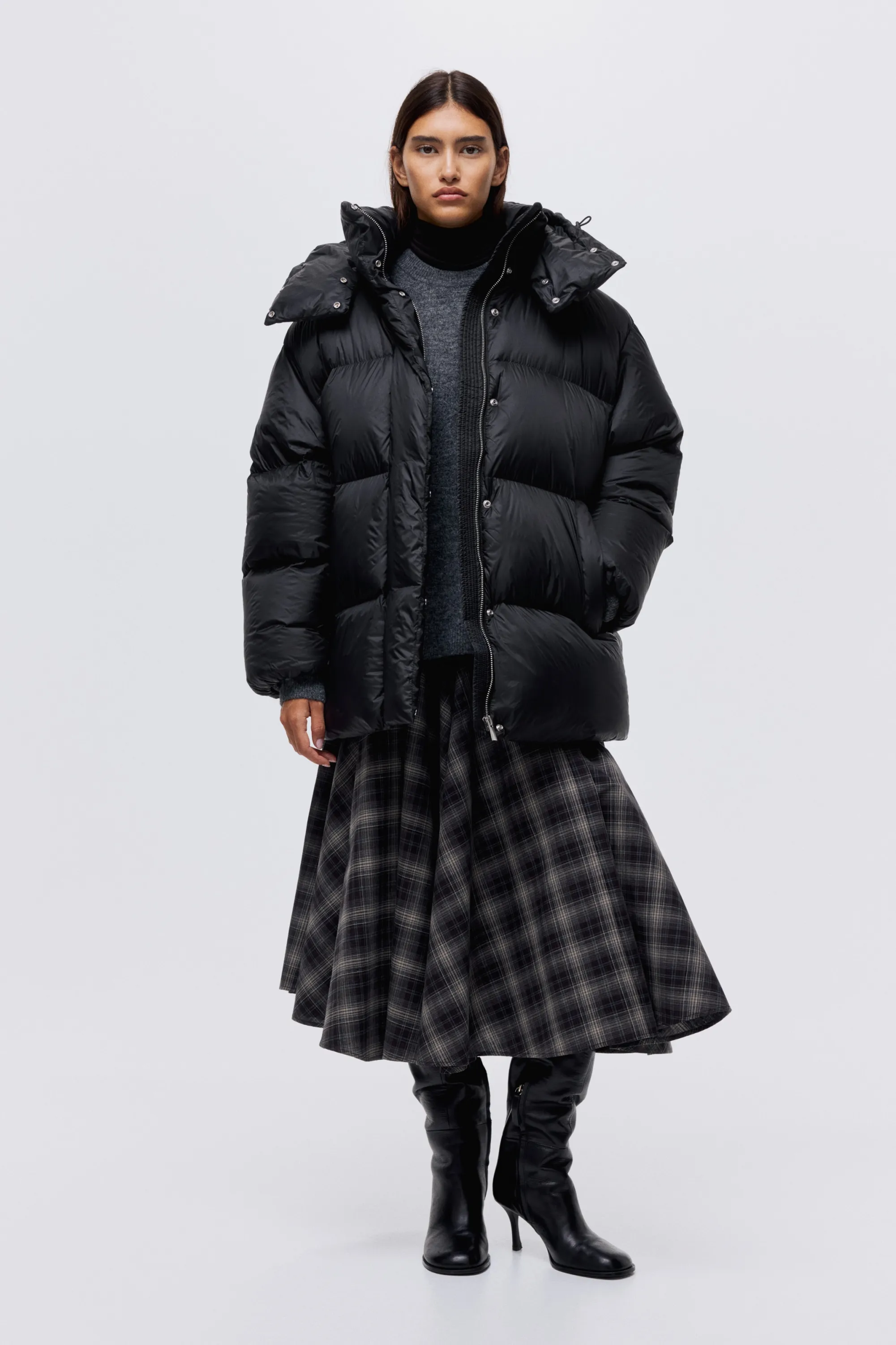 Hooded down puffer jacket - Noir