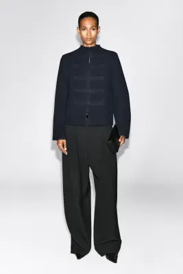 VESTE OFFICIER EN LAINE DOUBLE FACE - BLEU MARINE — photo 1