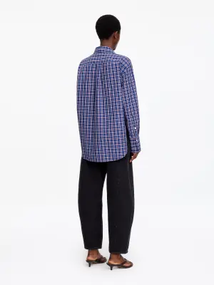 Chemise décontractée en popeline - Bleu foncé — photo 2