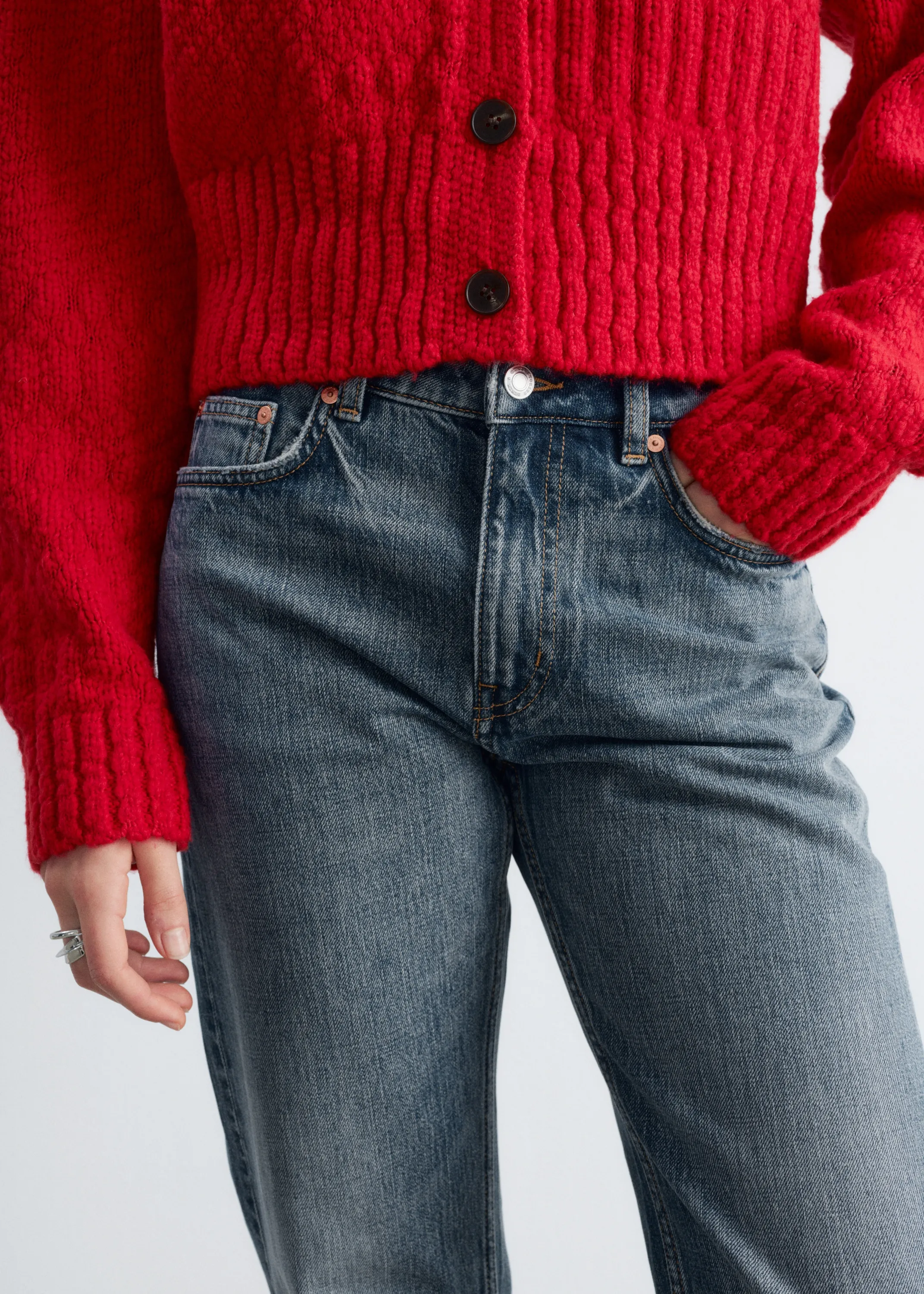 Jean bootcut taille mi-haute - Bleu délavé