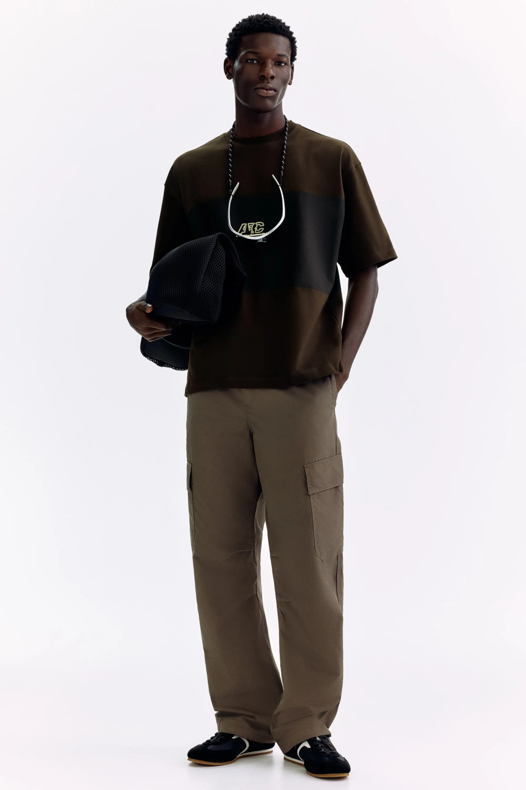 T-shirt imprimé Oversized Fit - Marron foncé/Runners Club