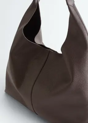 Grand sac cabas en cuir - Marron foncé — photo 4
