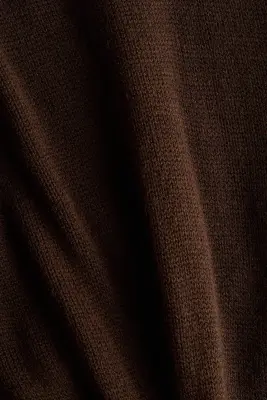 Pull col roulé en maille fine - Marron foncé — photo 3