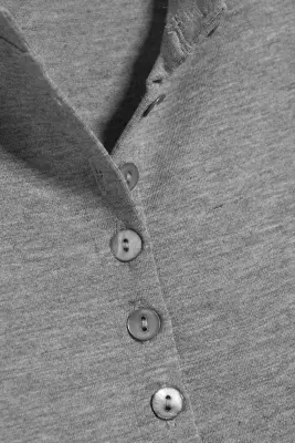 Top boutonné à boutons en perles d’imitation - Gris poudré chiné — photo 4