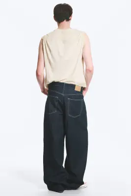 Jean baggy ample taille mi-haute unisexe Astro - Blue Rinse – Bleu foncé — photo 4