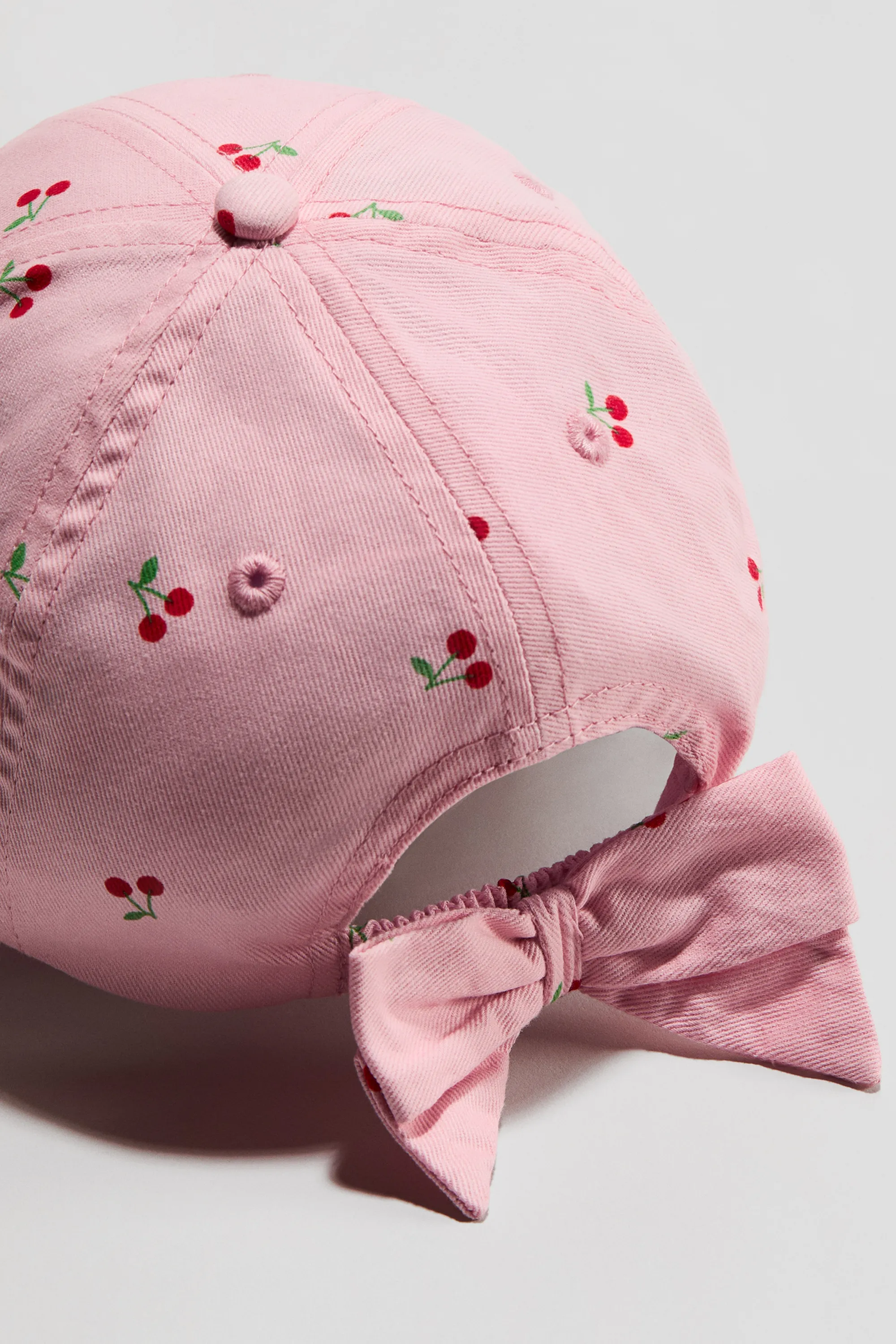 Casquette en coton avec nœud - Rose/cerises
