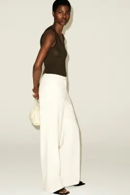 PANTALON DROIT SLIM TEXTURÉ - ÉCRU — photo 5