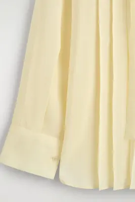 BLOUSE PLISSÉE À ENCOLURE NOUÉE - JAUNE BEURRE — photo 5