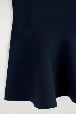 ROBE COURTE TRAPÈZE EN MAILLE - BLEU MARINE — photo 4