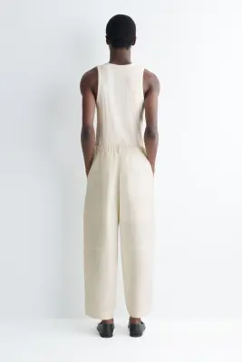PANTALON BARREL DÉCONTRACTÉ EN LIN - ÉCRU — photo 3