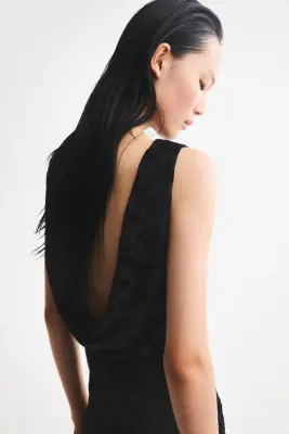 Robe moulante à imprimé floqué - Noir — photo 4