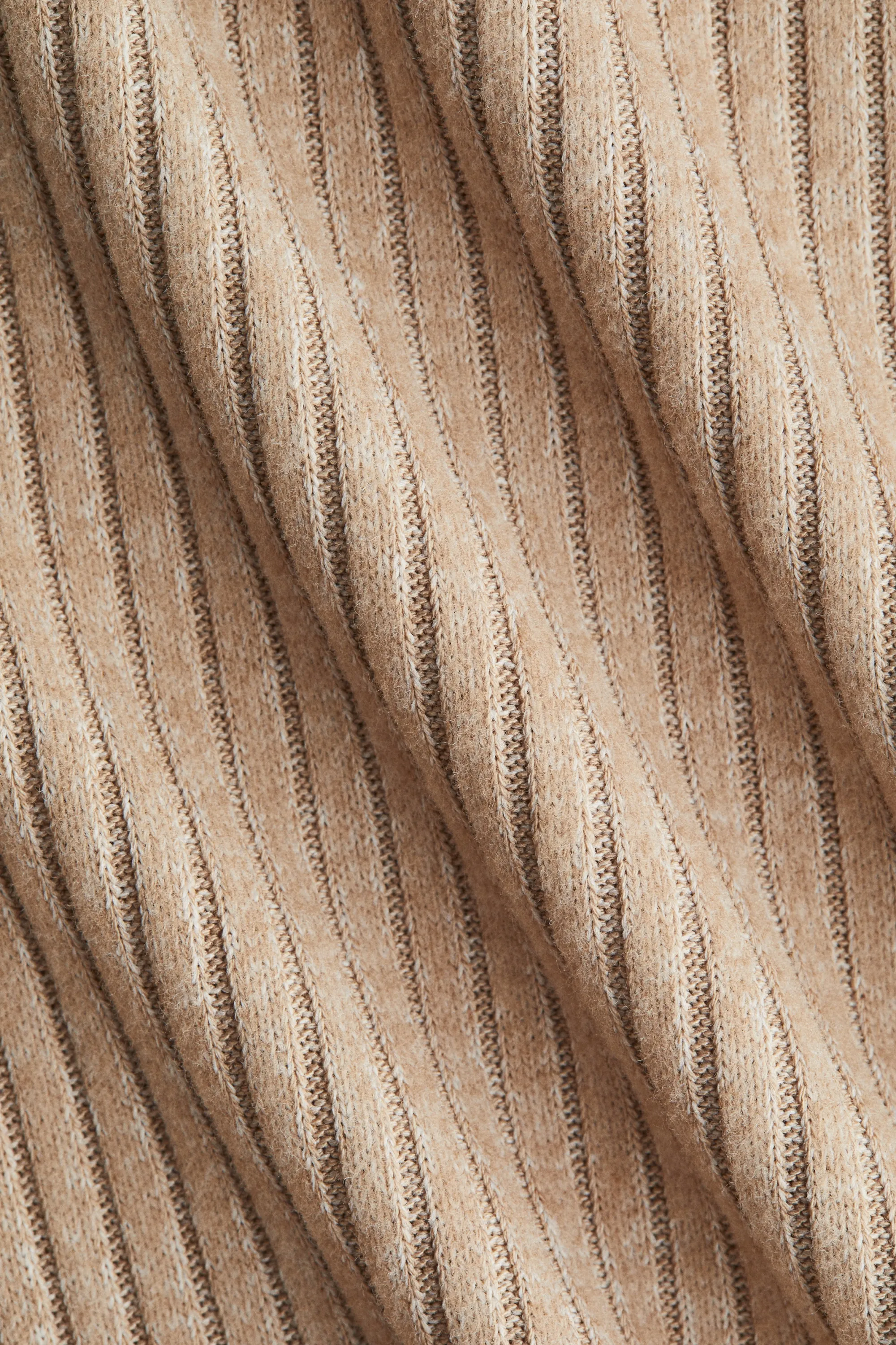 Pantalon large en maille côtelée - Beige