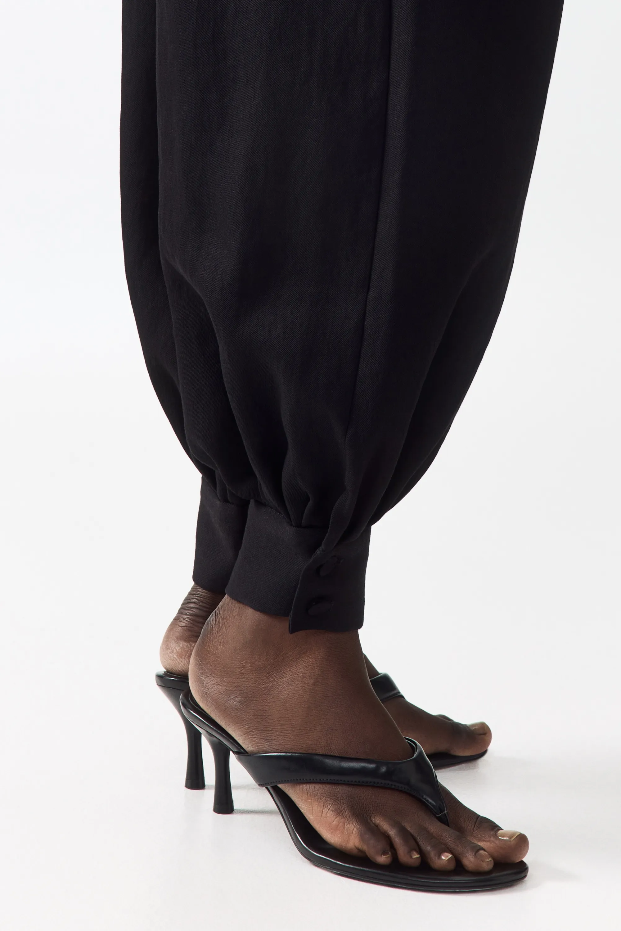 Pantalon en twill avec jambes ballon - Noir
