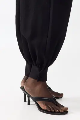 Pantalon en twill avec jambes ballon - Noir — photo 1