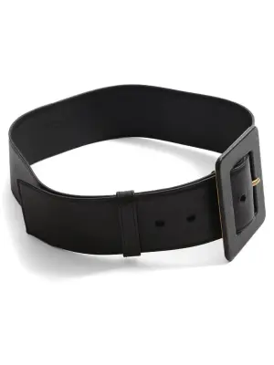 Ceinture large en cuir noir grosse boucle carrée siglée YSL Prix boutique 500€ Taille 75 — photo 4