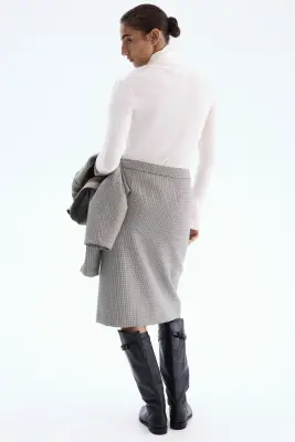 Jupe crayon - Brown/Dogtooth pattern — photo 3