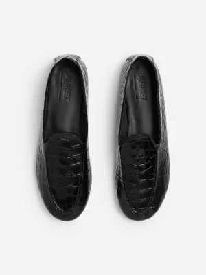 Mocassins en cuir façon croco - Noir — photo 3
