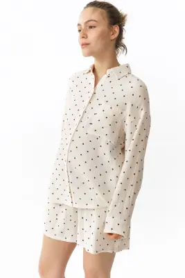 MAMA Pyjama en mousseline Before & After - Crème/pois — photo 2