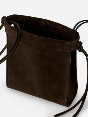 Sac bandoulière en cuir suédé - Marron foncé — photo 2