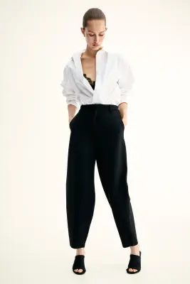 Pantalon en jersey avec jambes barrel - Noir — photo 3