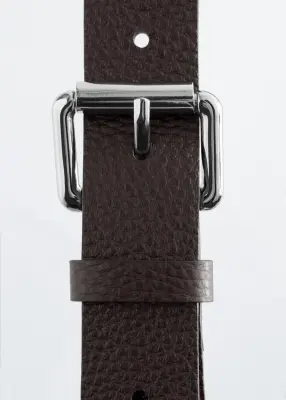 Ceinture en cuir texturé - Marron Clair — photo 2