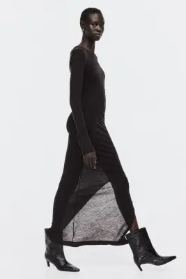 Robe longue en laine - Marron foncé — photo 3