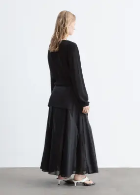 Jupe midi transparente avec tablier - Noir — photo 2