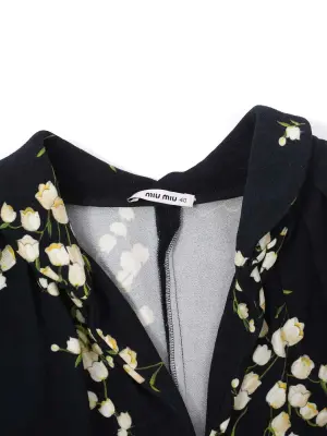 Robe en crèpe noir imprimé muguet vert et blanc Prix Boutique 2000€ Taille XS/S — photo 5