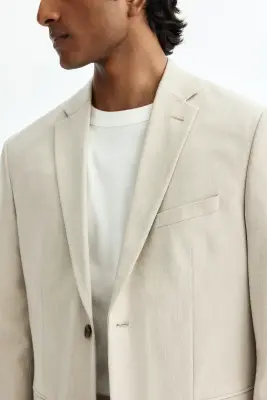 Veste Slim Fit à fermeture droite - Beige — photo 3