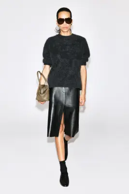 PULL À COL ROND EN PUR CACHEMIRE BROSSÉ - GRIS ANTHRACITE CHINÉ — photo 1