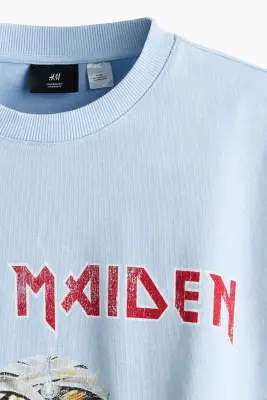 T-shirt imprimé Oversized Fit en coton - Bleu clair/Iron Maiden — photo 4
